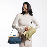 Le Pandorine Pochette Francy Con Chiusura In Legno Borsa Donna